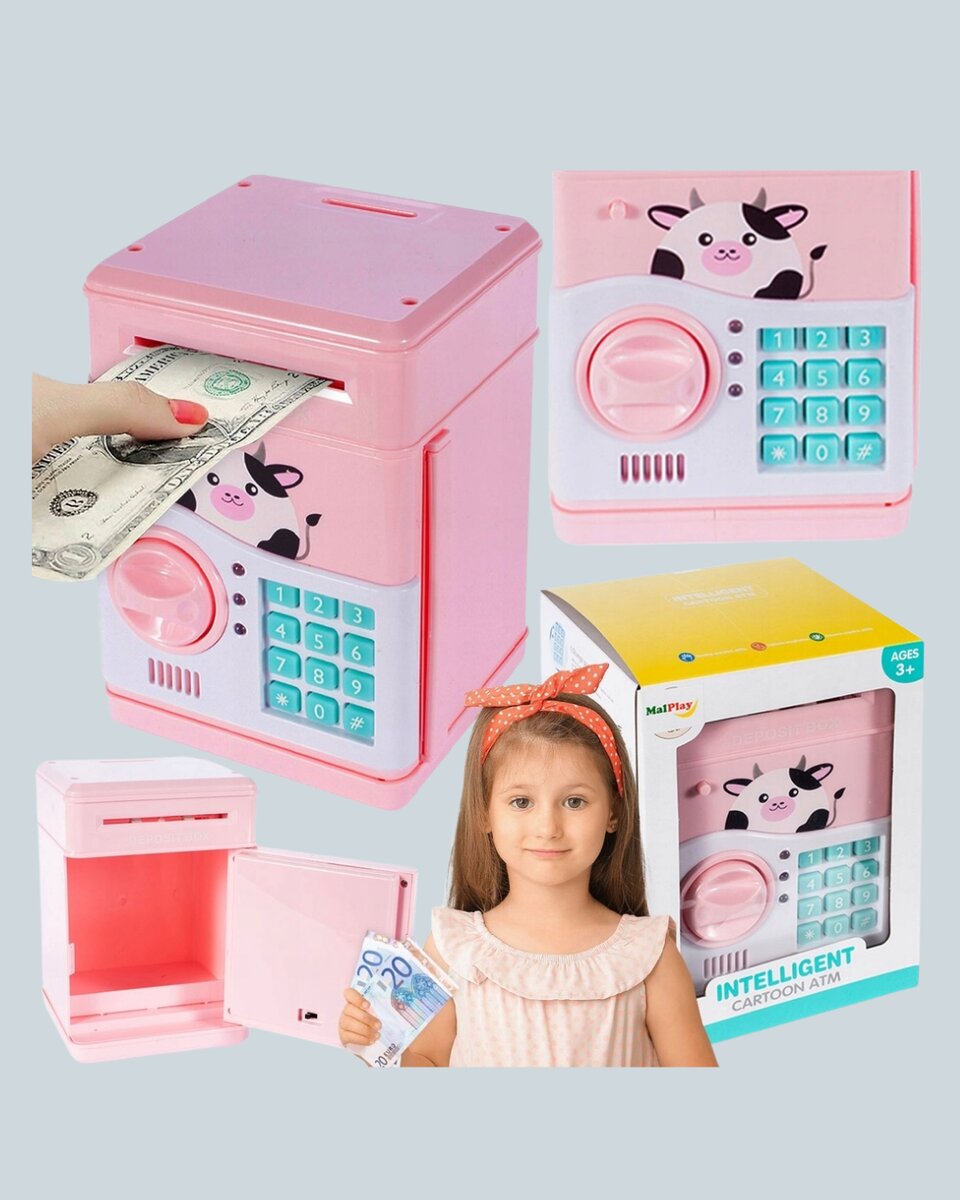 Çocuklar İçin Pembe ATM Görünümlü Elektronik Kumbara Çocuklar İçin Pembe ATM Görünümlü Elektronik Kumbara