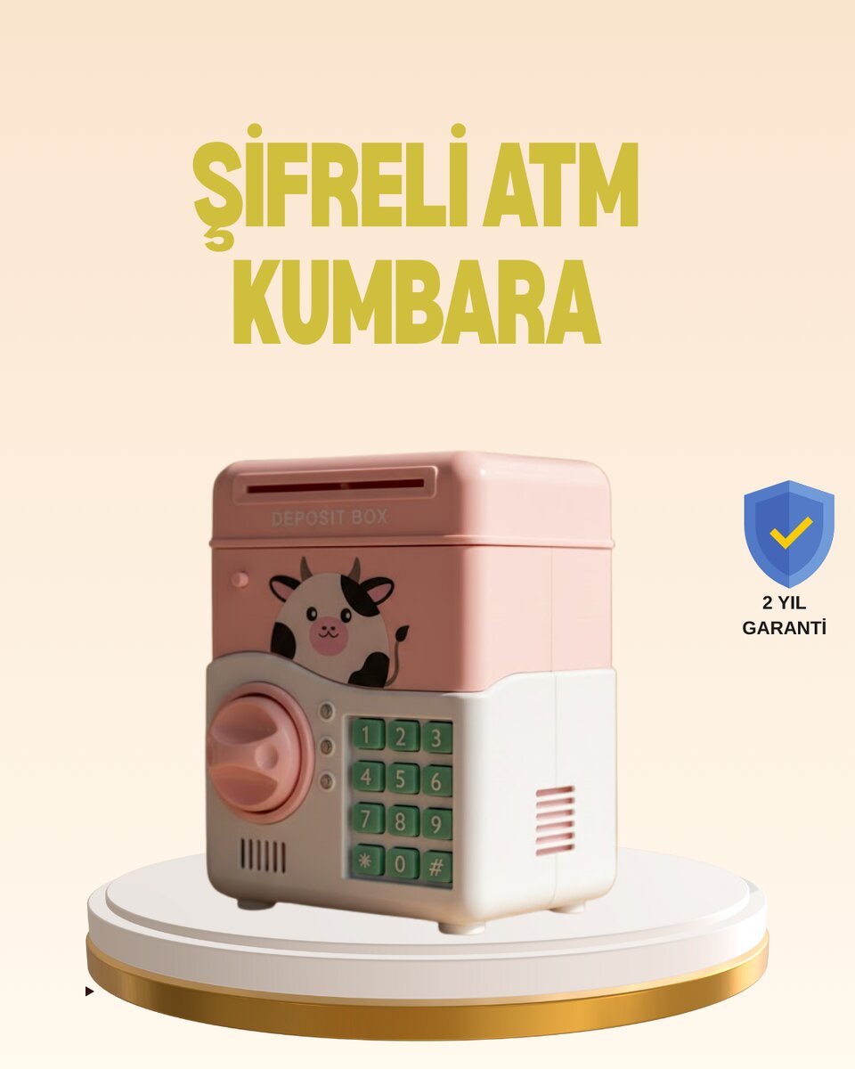 Çocuklar İçin Pembe ATM Görünümlü Elektronik Kumbara Çocuklar İçin Pembe ATM Görünümlü Elektronik Kumbara