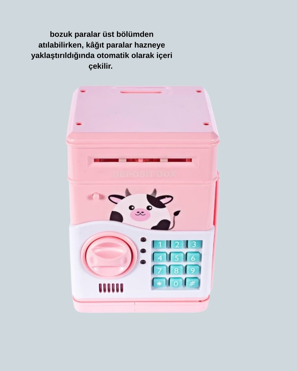 Çocuklar İçin Pembe ATM Görünümlü Elektronik Kumbara Çocuklar İçin Pembe ATM Görünümlü Elektronik Kumbara