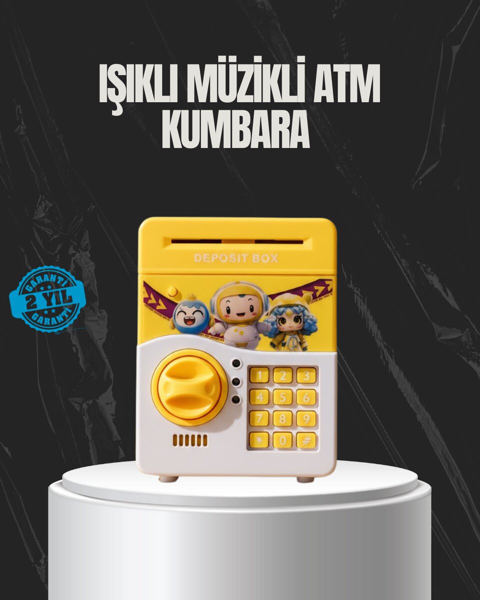 Sarı Renk Otomatik Para Çeken Şifreli Çocuk Kumbarası Sarı Renk Otomatik Para Çeken Şifreli Çocuk Kumbarası