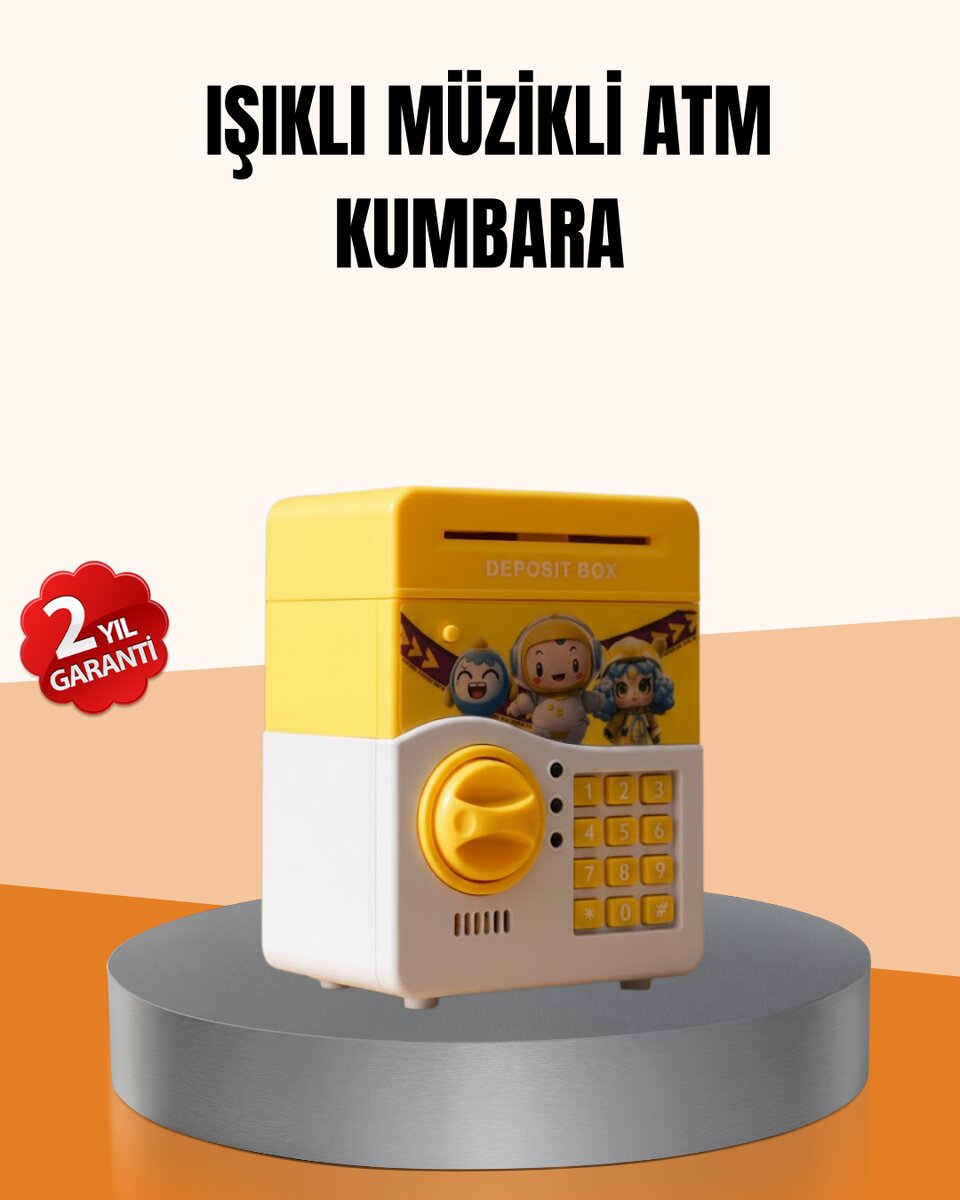 ATM Tasarımlı Sarı Işıklı Sesli Elektronik Kumbara ATM Tasarımlı Sarı Işıklı Sesli Elektronik Kumbara