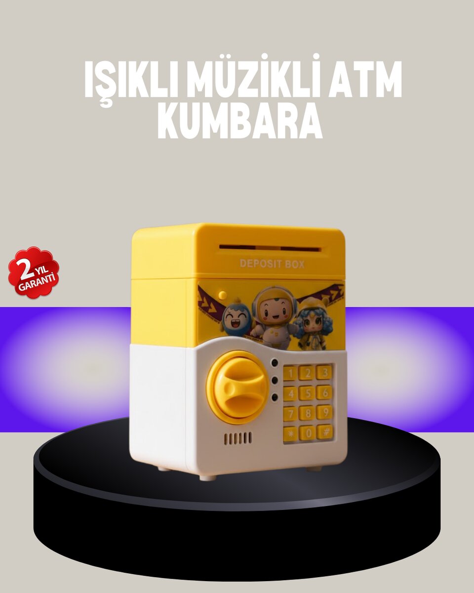 Sarı Şifreli Eğitici Çocuk Kumbarası Otomatik Para Girişli Sarı Şifreli Eğitici Çocuk Kumbarası Otomatik Para Girişli