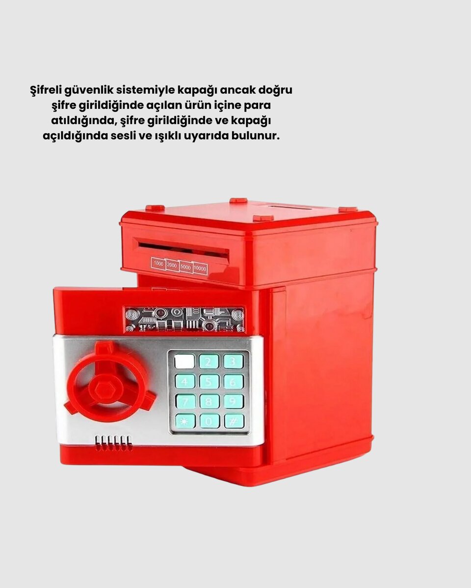 ATM Görünümlü Kırmızı Elektronik Şifreli Kumbara ATM Görünümlü Kırmızı Elektronik Şifreli Kumbara