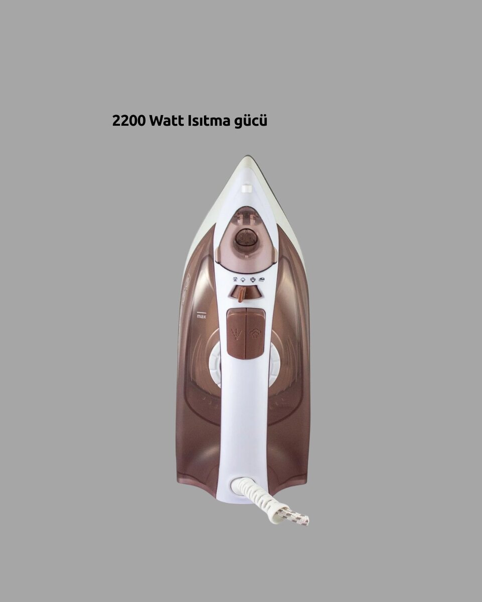Buharlı Ütü 2200W Seramik Taban 300 ml Kahverengi Dikey Ütüleme Buharlı Ütü 2200W Seramik Taban 300 ml Kahverengi Dikey Ütüleme