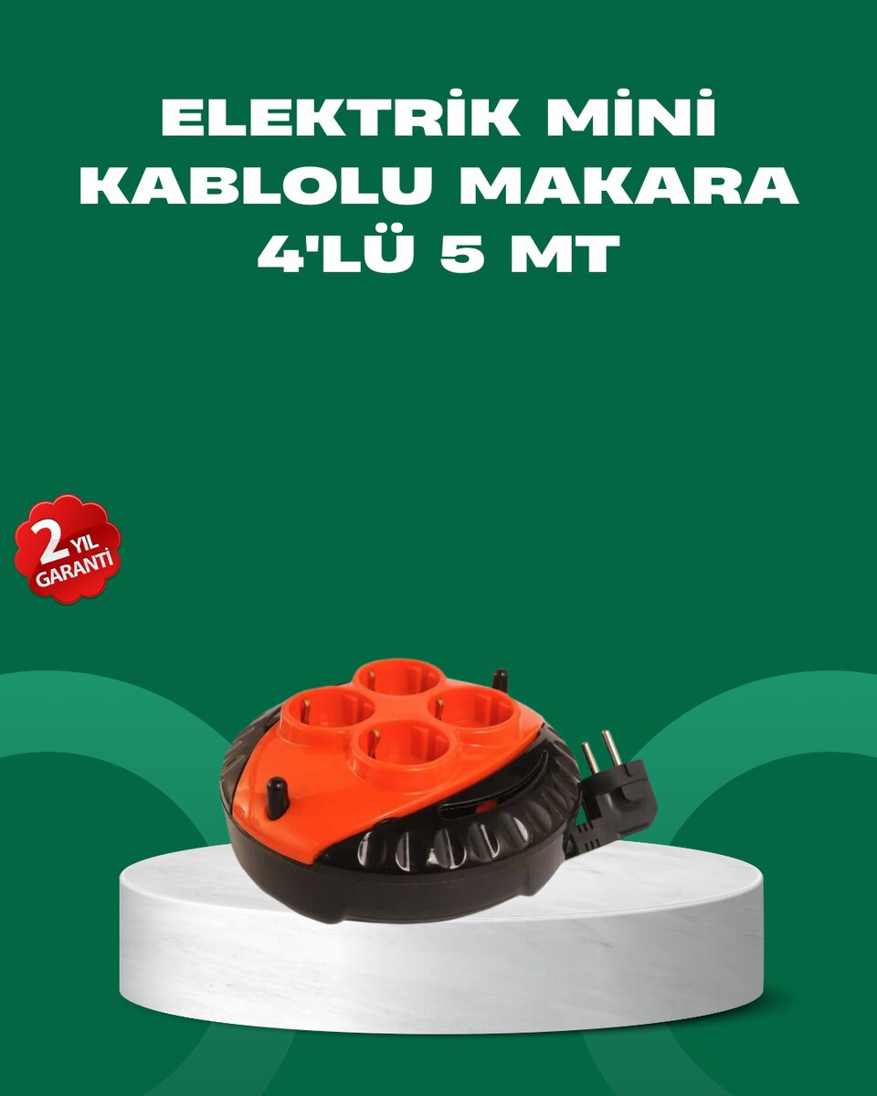 5 Metre Kablolu 4’lü Kırmızı Priz Makara 5 Metre Kablolu 4’lü Kırmızı Priz Makara