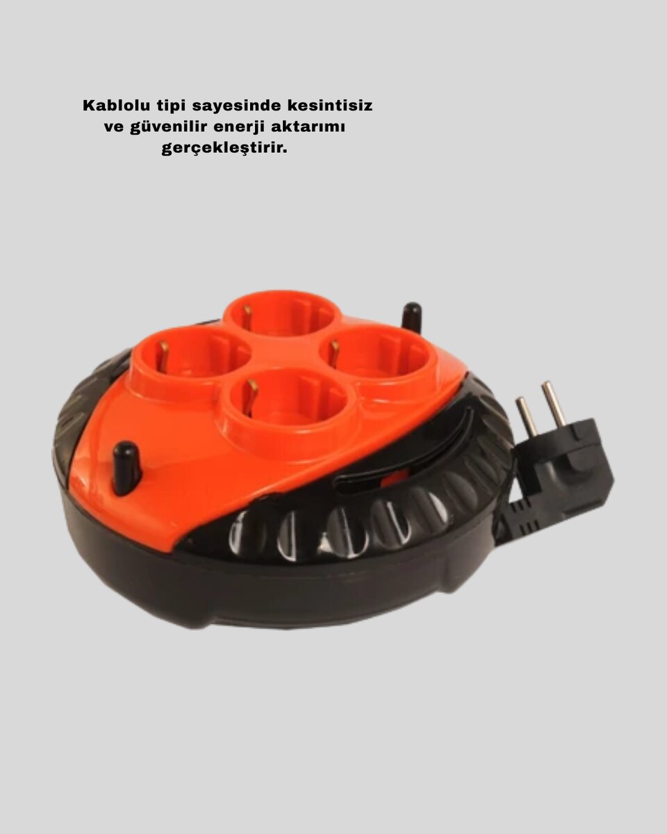 3 Metre Uzatma Kablolu 4 Prizli Makara Kırmızı 3 Metre Uzatma Kablolu 4 Prizli Makara Kırmızı