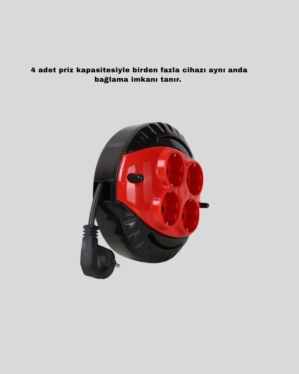 Ev ve Ofis İçin 3 Metre Kablolu 4 Priz Makarası Ev ve Ofis İçin 3 Metre Kablolu 4 Priz Makarası