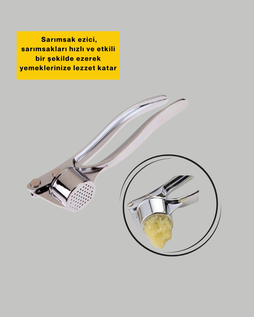 Metal Sarımsak Ezici Ergonomik Tutma ve Güçlü Presleme Metal Sarımsak Ezici Ergonomik Tutma ve Güçlü Presleme