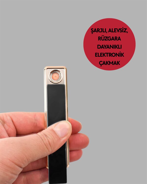 Rüzgar Geçirmez Elektronik Çakmak – Modern Tasarım, Metal Gövde