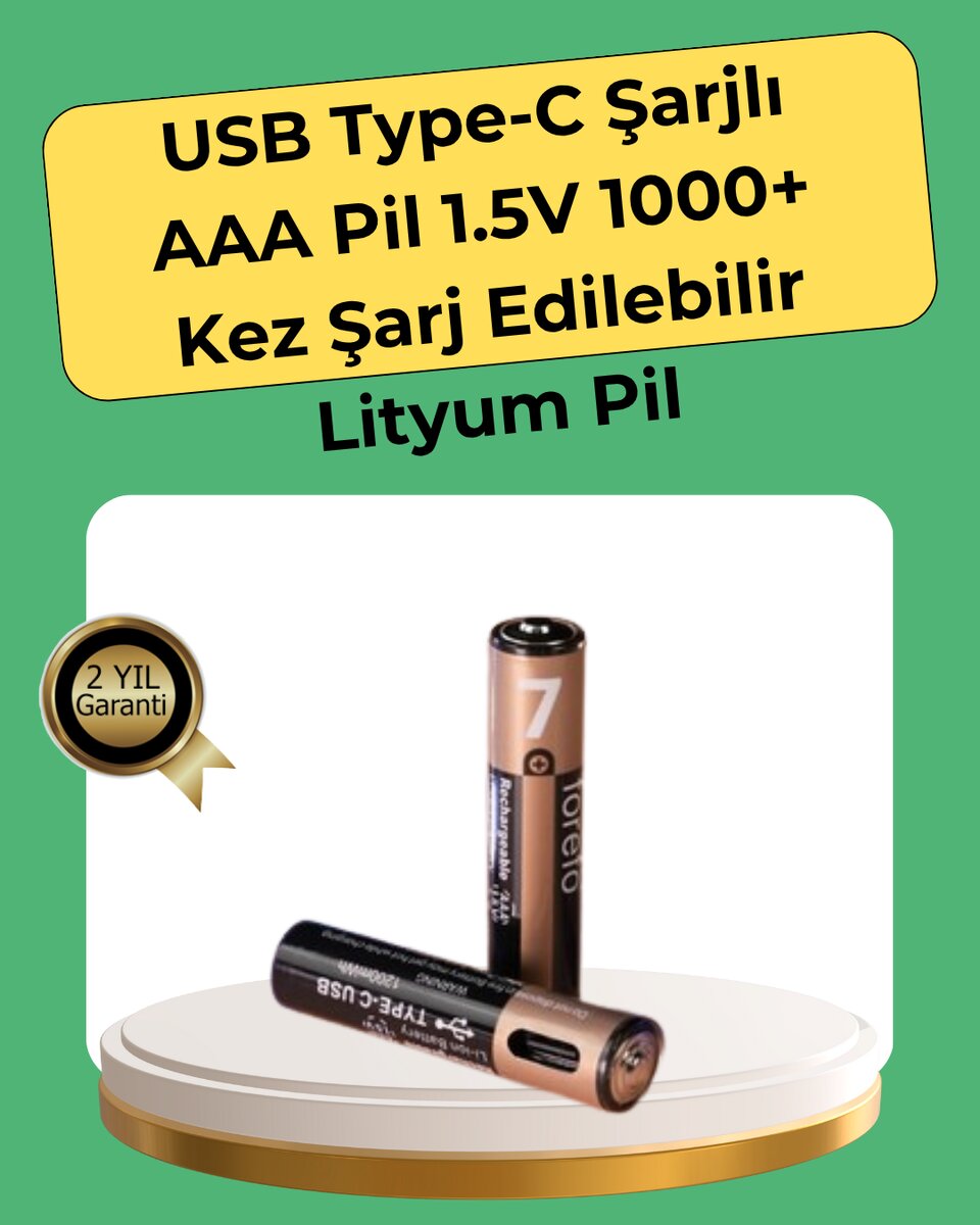 AAA Boyutunda USB Şarjlı Pil – Kompakt Tasarım, Geniş Uyumluluk AAA Boyutunda USB Şarjlı Pil – Kompakt Tasarım, Geniş Uyumluluk