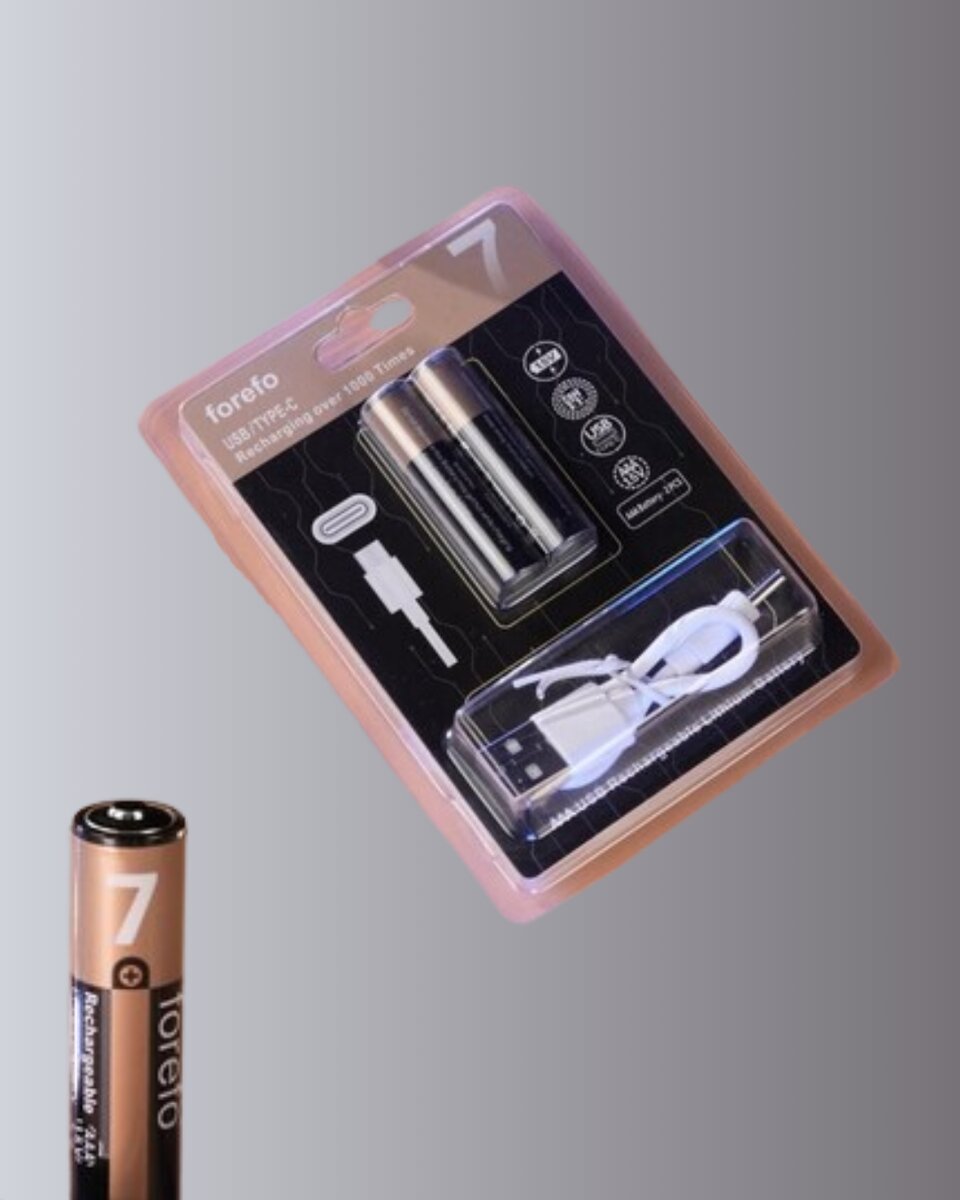 USB Type-C Şarjlı AAA Lityum Pil | 1.5V Sabit Voltaj, 1000+ Şarj Döngüsü ile Uzun Ömür
