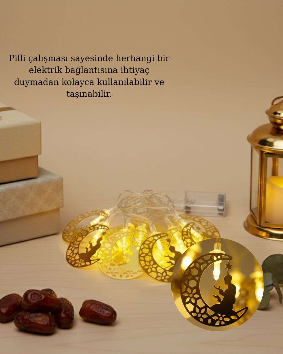 Ramazan Temalı Ay İçinde Secde Eden Adam LED Peri Işığı Ramazan Temalı Ay İçinde Secde Eden Adam LED Peri Işığı