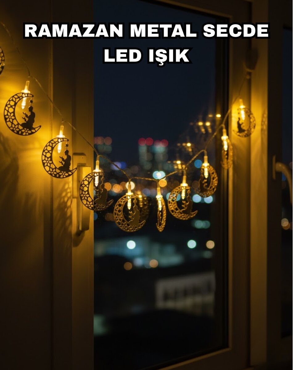 Dekoratif Ramazan Ay Işığı Secde Eden Adam Figürlü Dekoratif Ramazan Ay Işığı Secde Eden Adam Figürlü