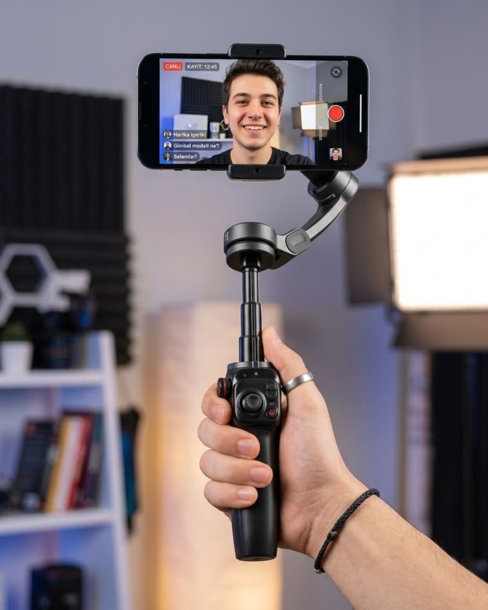3 Eksen Telefon Gimbal Stabilizer Video Sabitleyici Vlog ve Çekim Aparatı 3 Eksen Telefon Gimbal Stabilizer Video Sabitleyici Vlog ve Çekim Aparatı