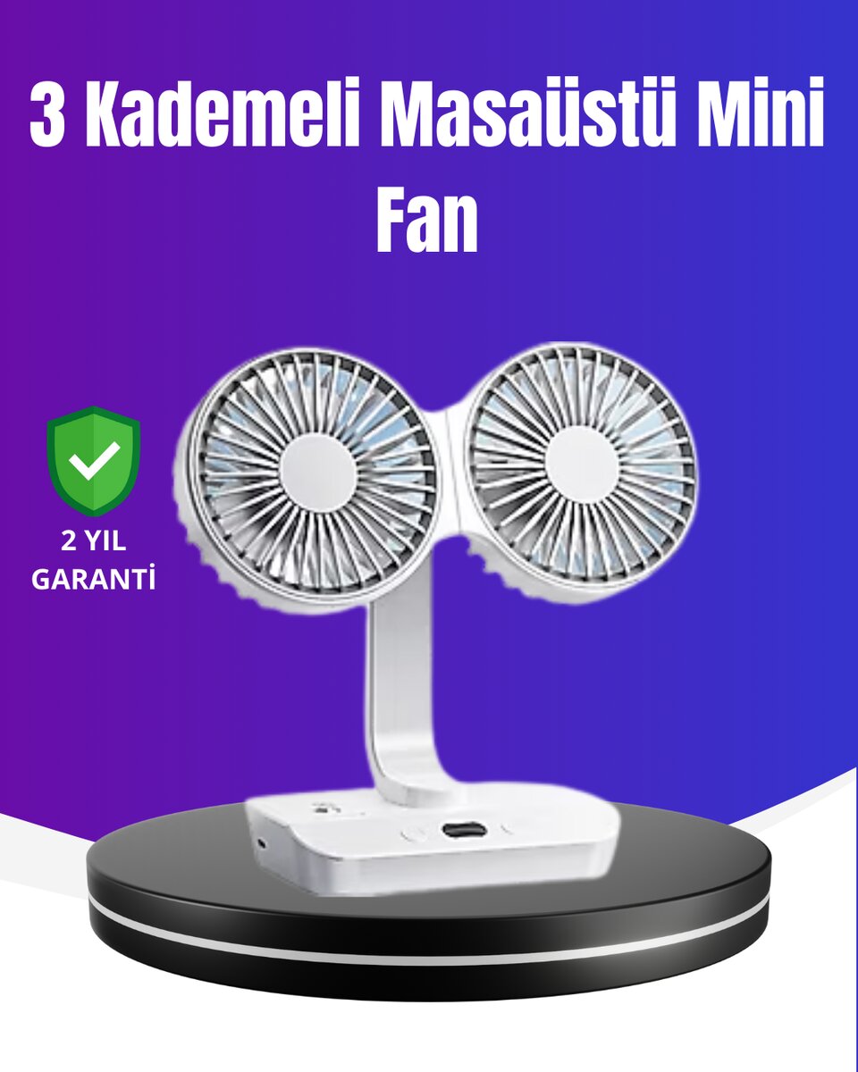 720° Döner Çift Taraflı Masaüstü Vantilatör – USB Şarjlı Sessiz Fan 720° Döner Çift Taraflı Masaüstü Vantilatör – USB Şarjlı Sessiz Fan