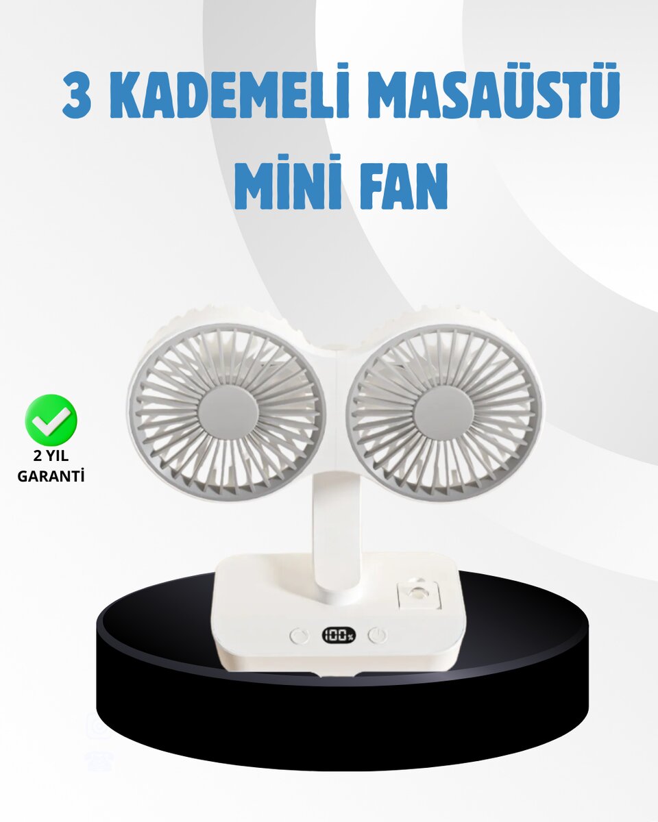 Sessiz Çalışan USB Şarjlı Çift Kafalı Masaüstü Fan – Ev ve Ofis İçin Sessiz Çalışan USB Şarjlı Çift Kafalı Masaüstü Fan – Ev ve Ofis İçin