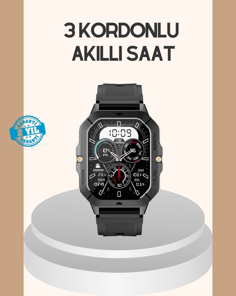 3 Kordonlu Akıllı Saat Uzun Pil Süreli 3 Kordonlu Akıllı Saat Uzun Pil Süreli