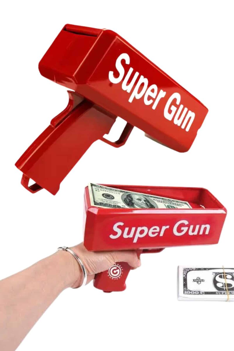 Kırmızı Parti Oyuncağı Para Saçma Fırlatma Tabancası Makinesi Super Money Kırmızı Parti Oyuncağı Para Saçma Fırlatma Tabancası Makinesi Super Money