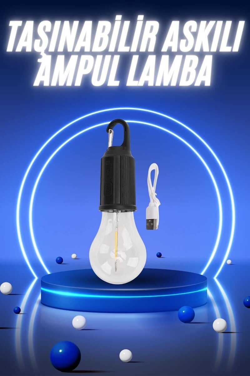 Taşınabilir Şarjlı Led Ampul Askılı Lamba Kamp Bahçe Lambası Taşınabilir Şarjlı Led Ampul Askılı Lamba Kamp Bahçe Lambası