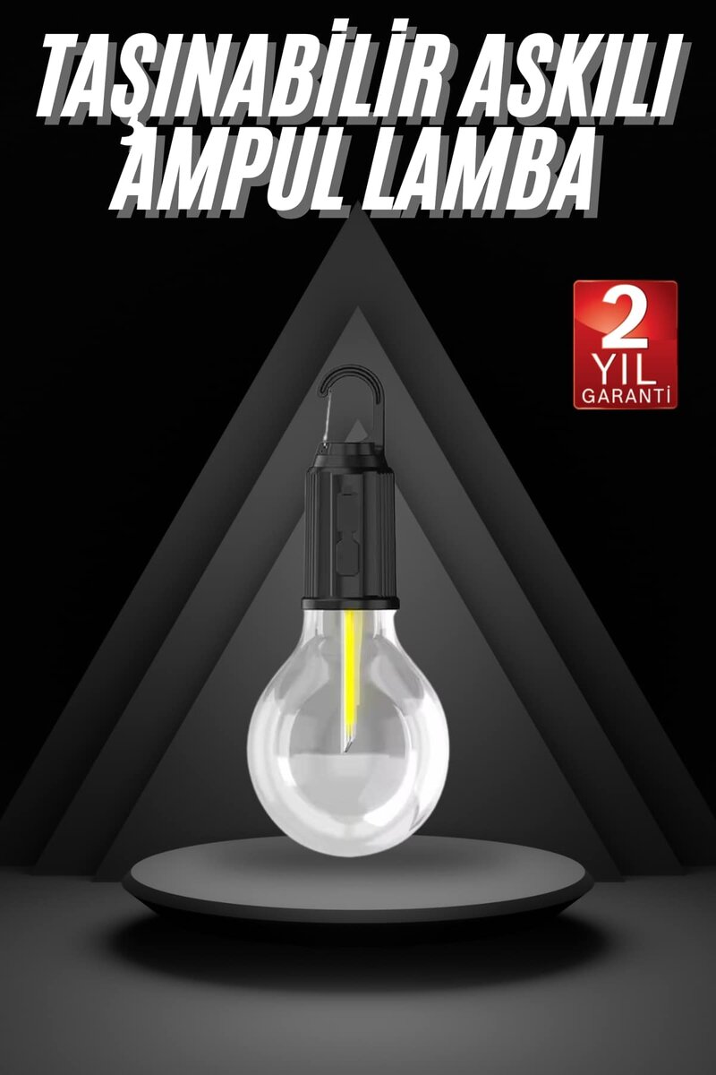 3 Farklı Mod LED'li Şarjlı Asma Kancalı Kamp Lambası Taşınabilir Ampul 3 Farklı Mod LED'li Şarjlı Asma Kancalı Kamp Lambası Taşınabilir Ampul