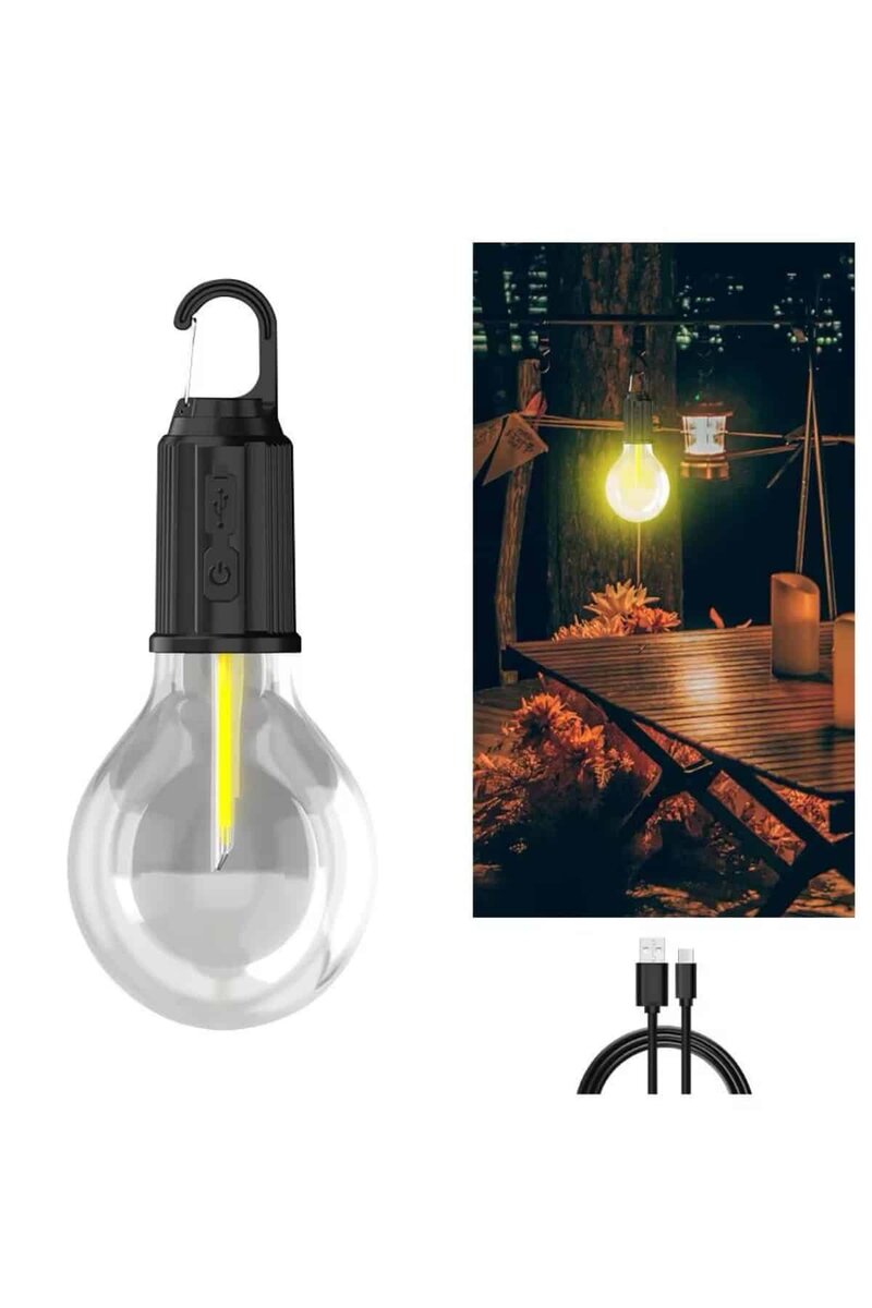 3 Farklı Mod LED'li Şarjlı Asma Kancalı Kamp Lambası Taşınabilir Ampul 3 Farklı Mod LED'li Şarjlı Asma Kancalı Kamp Lambası Taşınabilir Ampul