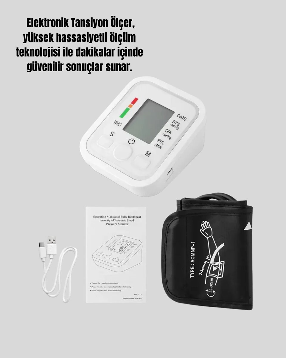 2 Kullanıcı Hafızalı USB Uyumlu Tansiyon Ölçer 2 Kullanıcı Hafızalı USB Uyumlu Tansiyon Ölçer