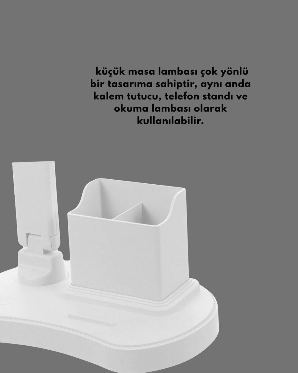 Kısılabilir LED Masa Lambası – Kalemlik, Telefon Standı ve Okuma Işığı Bir Arada Kısılabilir LED Masa Lambası – Kalemlik, Telefon Standı ve Okuma Işığı Bir Arada