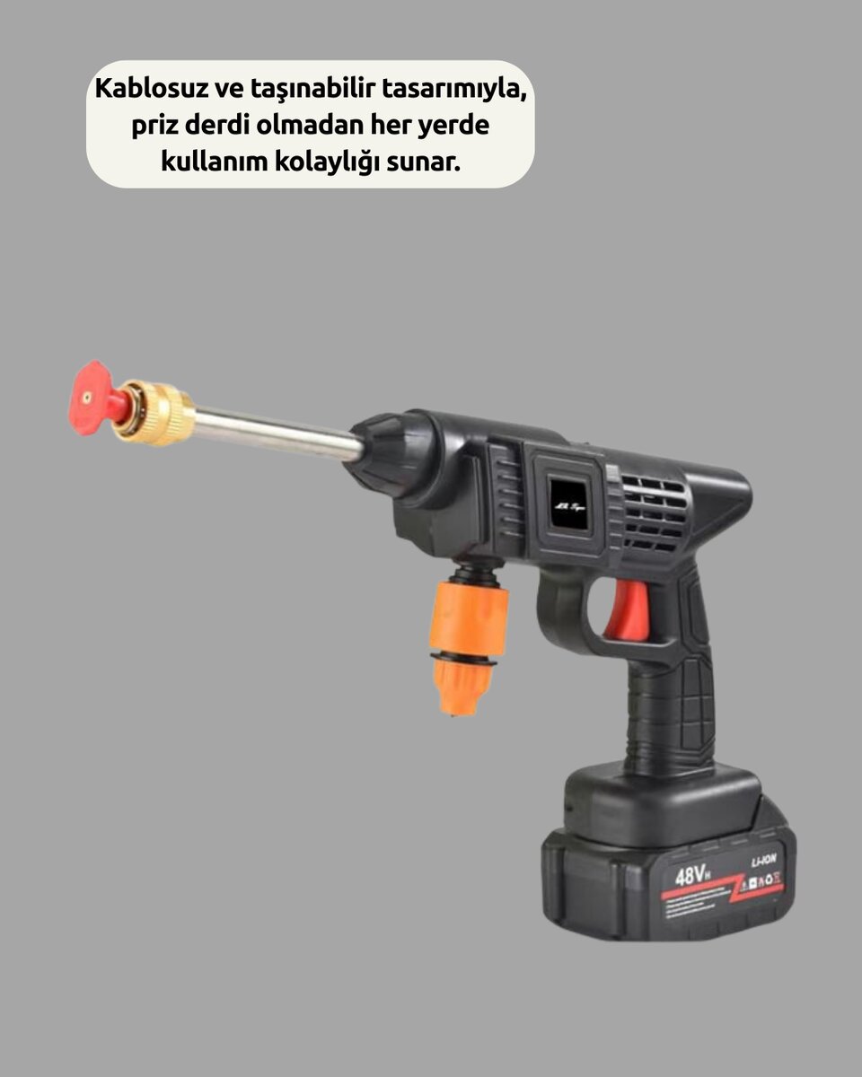Taşınabilir Şarjlı Basınçlı Yıkama Tabancası Köpük Aparatlı