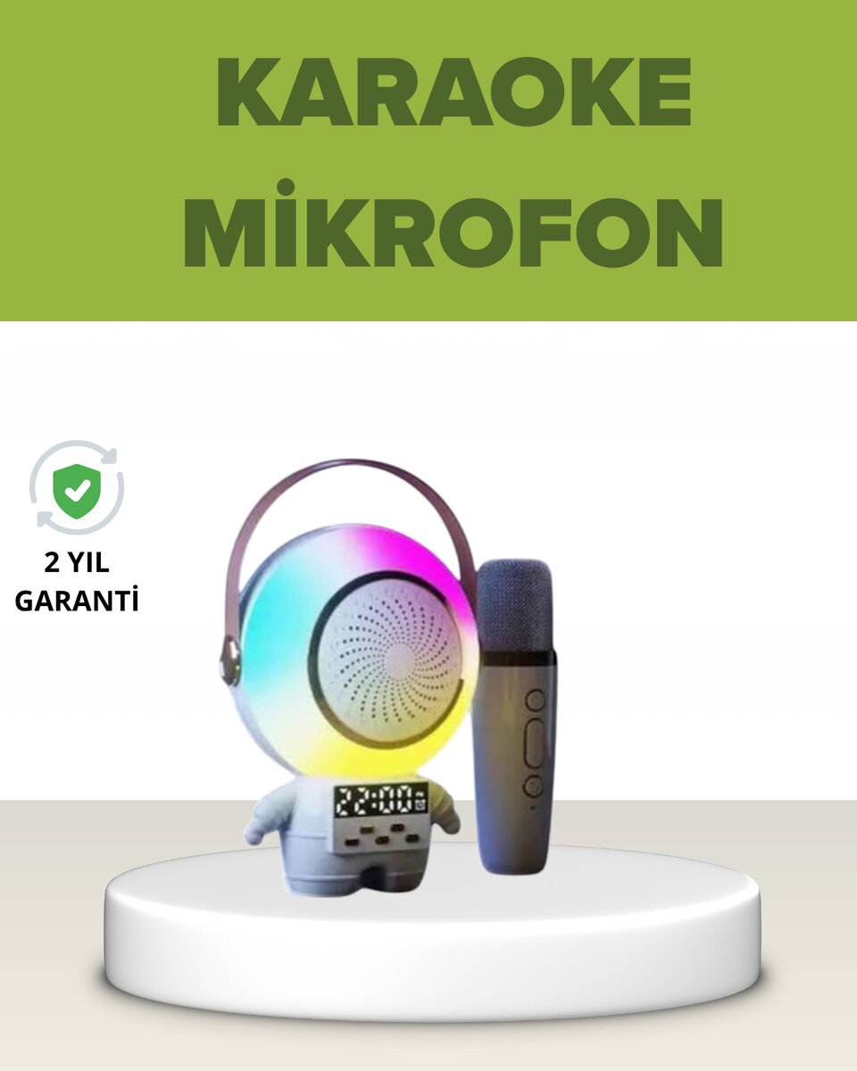 Astronot Tasarımlı Bluetooth Speaker ve Kablosuz Mikrofon Karaoke Seti Astronot Tasarımlı Bluetooth Speaker ve Kablosuz Mikrofon Karaoke Seti