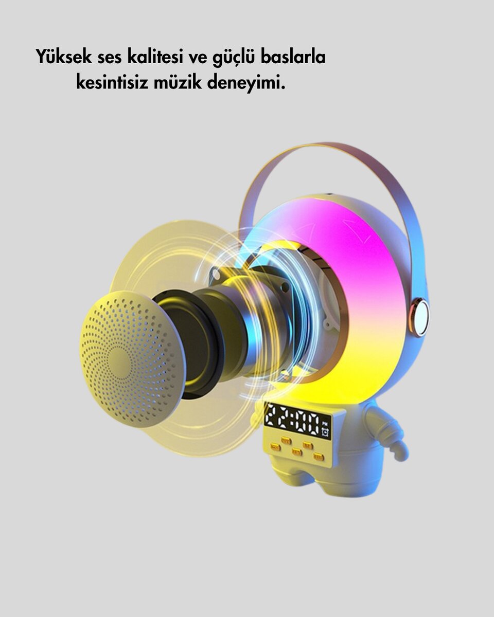 Karaoke Özellikli Astronot Bluetooth Hoparlör Kablosuz Mikrofonlu Karaoke Özellikli Astronot Bluetooth Hoparlör Kablosuz Mikrofonlu