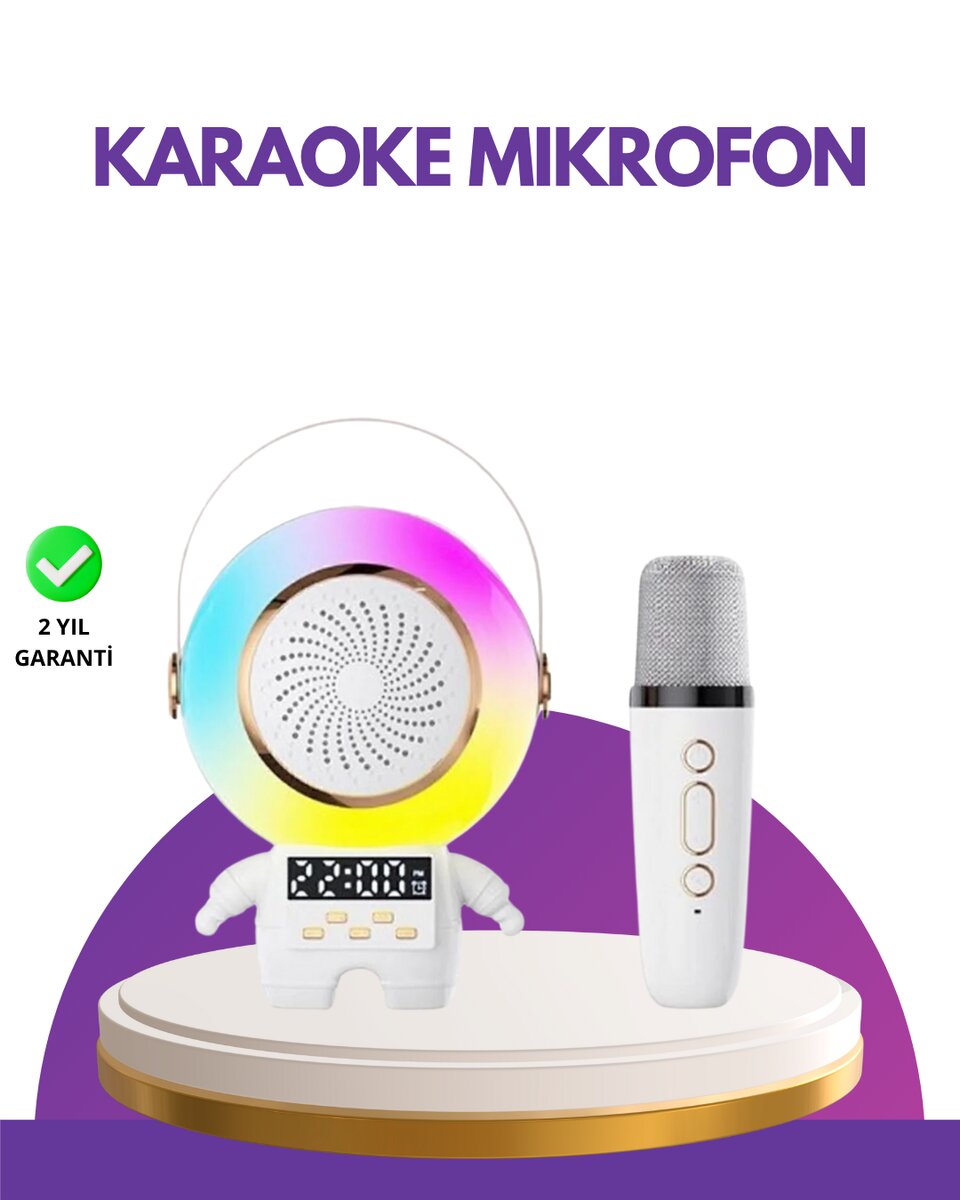 Karaoke Özellikli Astronot Bluetooth Hoparlör Kablosuz Mikrofonlu Karaoke Özellikli Astronot Bluetooth Hoparlör Kablosuz Mikrofonlu