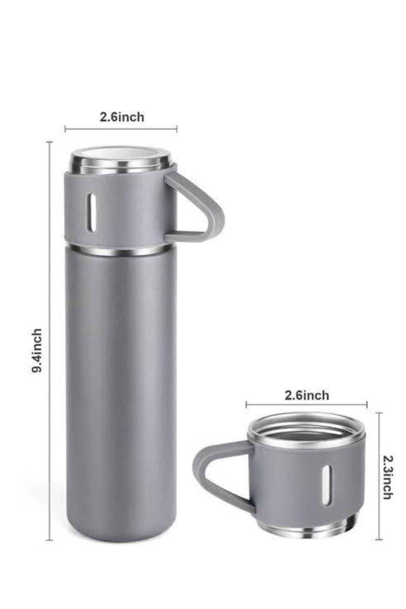 Termos Seti Paslanmaz Çelik 3 Bardaklı Vakumlu Termos Set 500 Ml 12 Saate Kadar Isı Koruma Termos Seti Paslanmaz Çelik 3 Bardaklı Vakumlu Termos Set 500 Ml 12 Saate Kadar Isı Koruma