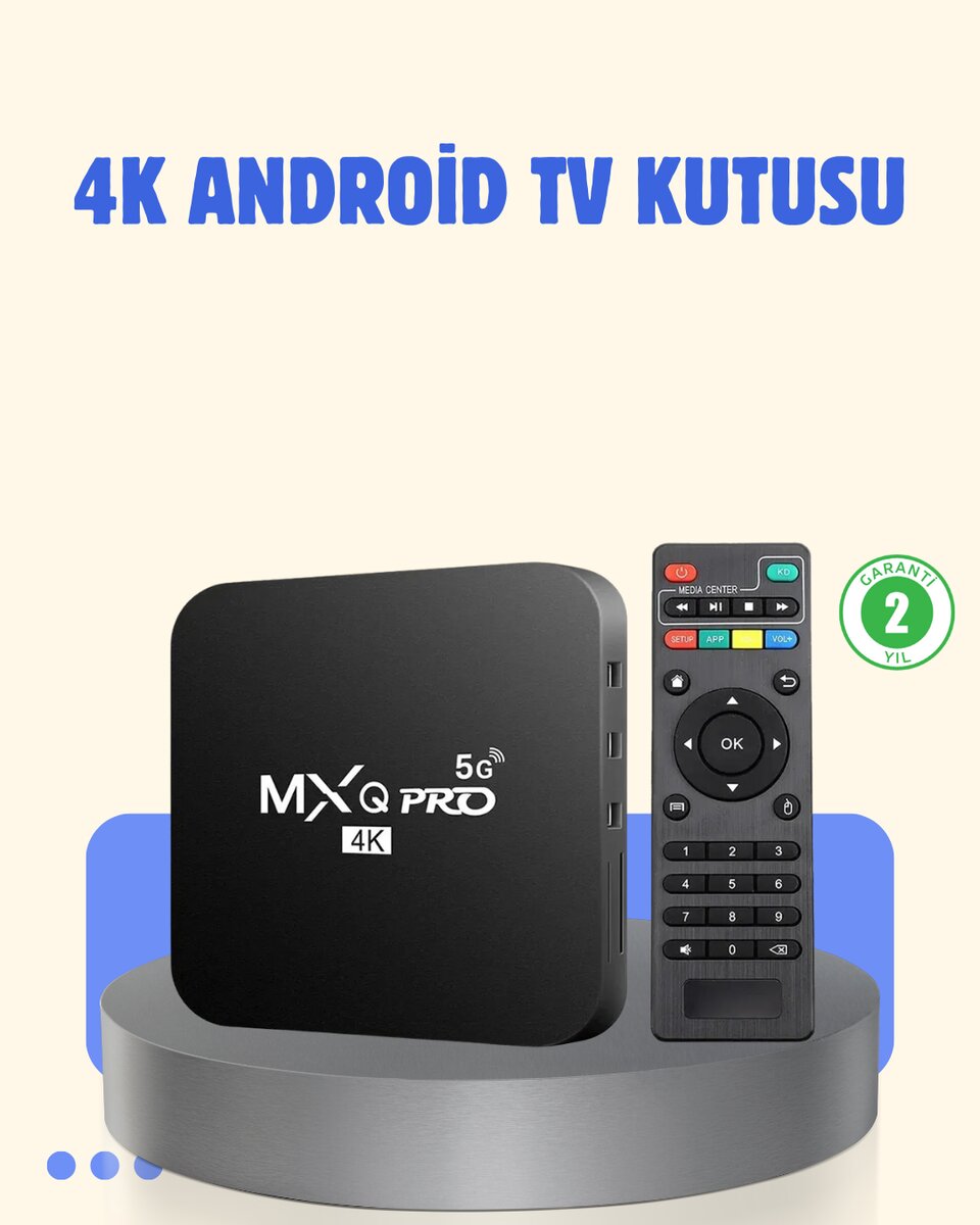 4K Android TV Box – 2GB RAM 16GB ROM, Hızlı Wi-Fi Bağlantılı Akıllı Medya Kutusu 4K Android TV Box – 2GB RAM 16GB ROM, Hızlı Wi-Fi Bağlantılı Akıllı Medya Kutusu