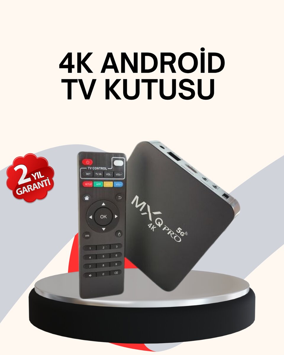 4K Android TV Box – Akıllı Medya Oynatıcı, 2GB RAM, 16GB Hafıza, Wi-Fi Destekli 4K Android TV Box – Akıllı Medya Oynatıcı, 2GB RAM, 16GB Hafıza, Wi-Fi Destekli
