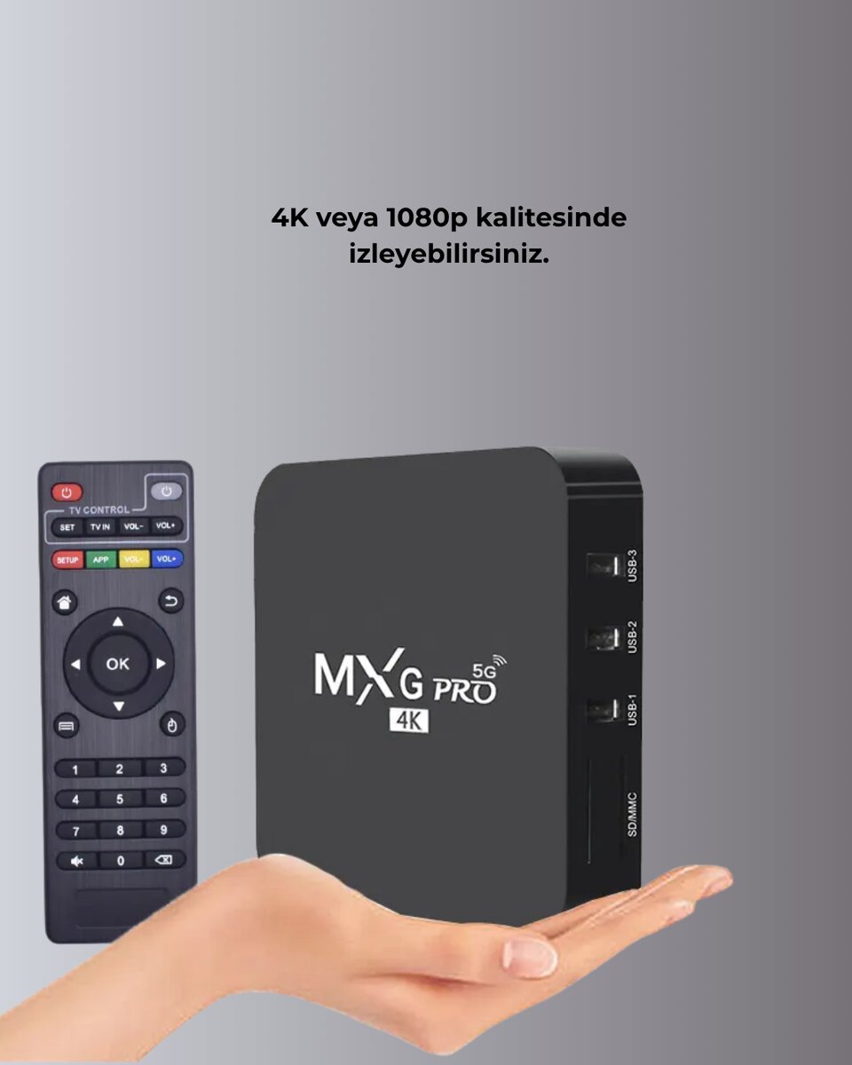 4K Android TV Box – Akıllı Medya Oynatıcı, 2GB RAM, 16GB Hafıza, Wi-Fi Destekli 4K Android TV Box – Akıllı Medya Oynatıcı, 2GB RAM, 16GB Hafıza, Wi-Fi Destekli