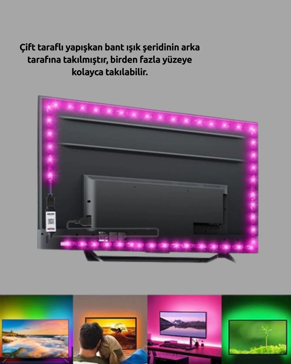 Müzikle Senkronize LED Şerit TV Aydınlatma Müzikle Senkronize LED Şerit TV Aydınlatma