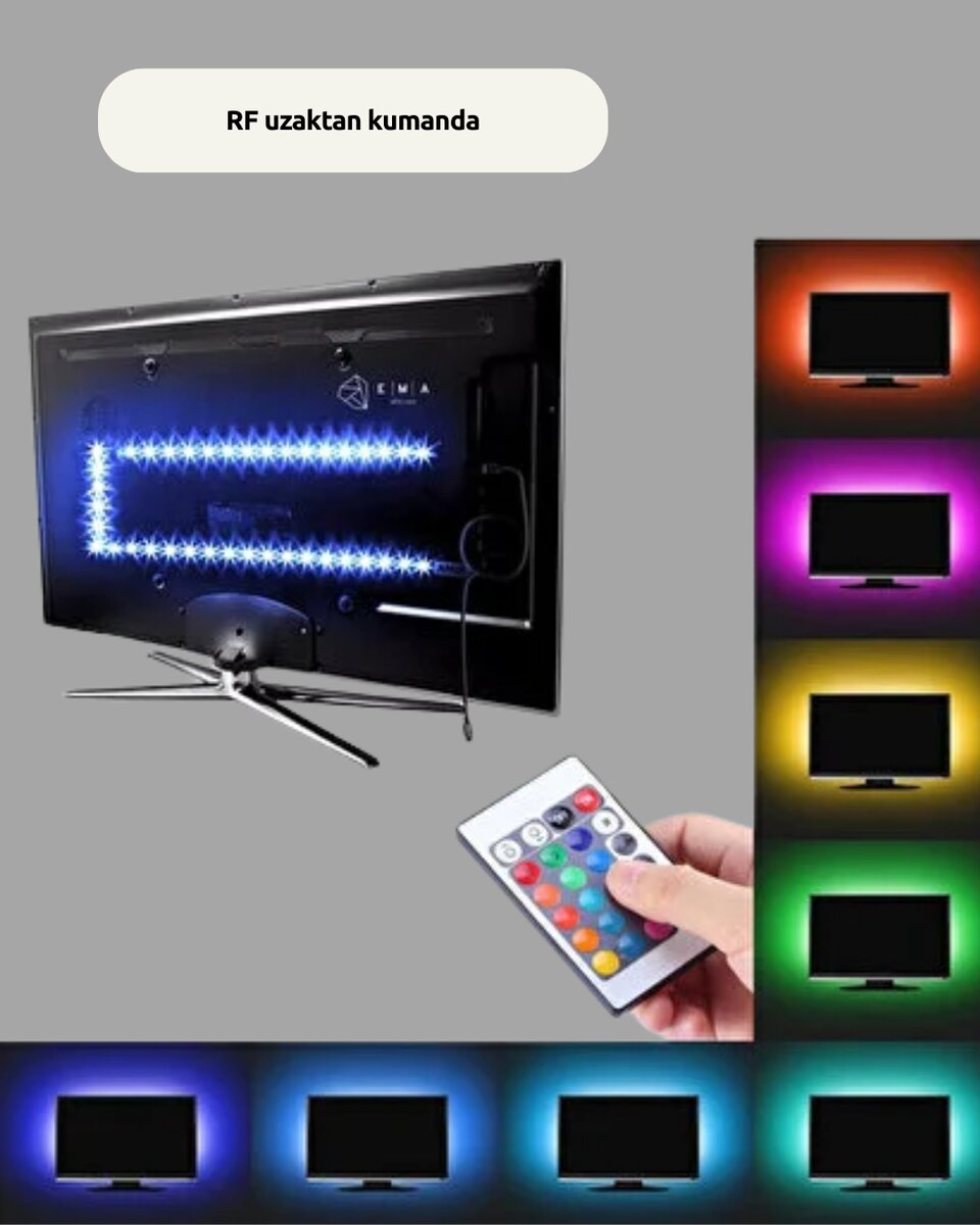 Kendinden Yapışkanlı LED Şerit Televizyon Aydınlatması 2mt Kendinden Yapışkanlı LED Şerit Televizyon Aydınlatması 2mt
