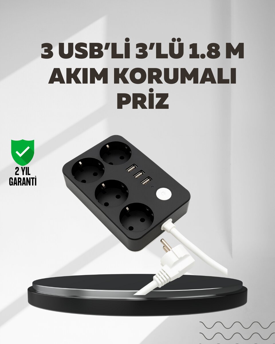 4.1A Hızlı Şarjlı Akım Korumalı 4 Priz ve 3 USB Çıkışlı Priz 4.1A Hızlı Şarjlı Akım Korumalı 4 Priz ve 3 USB Çıkışlı Priz