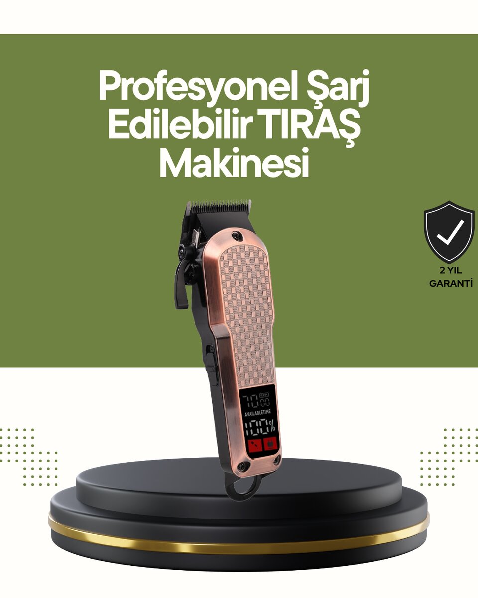 Şarjlı Saç Kesme Makinesi – 4 Kademeli Ayar, LCD Ekran ve Hızlı Şarj Desteği