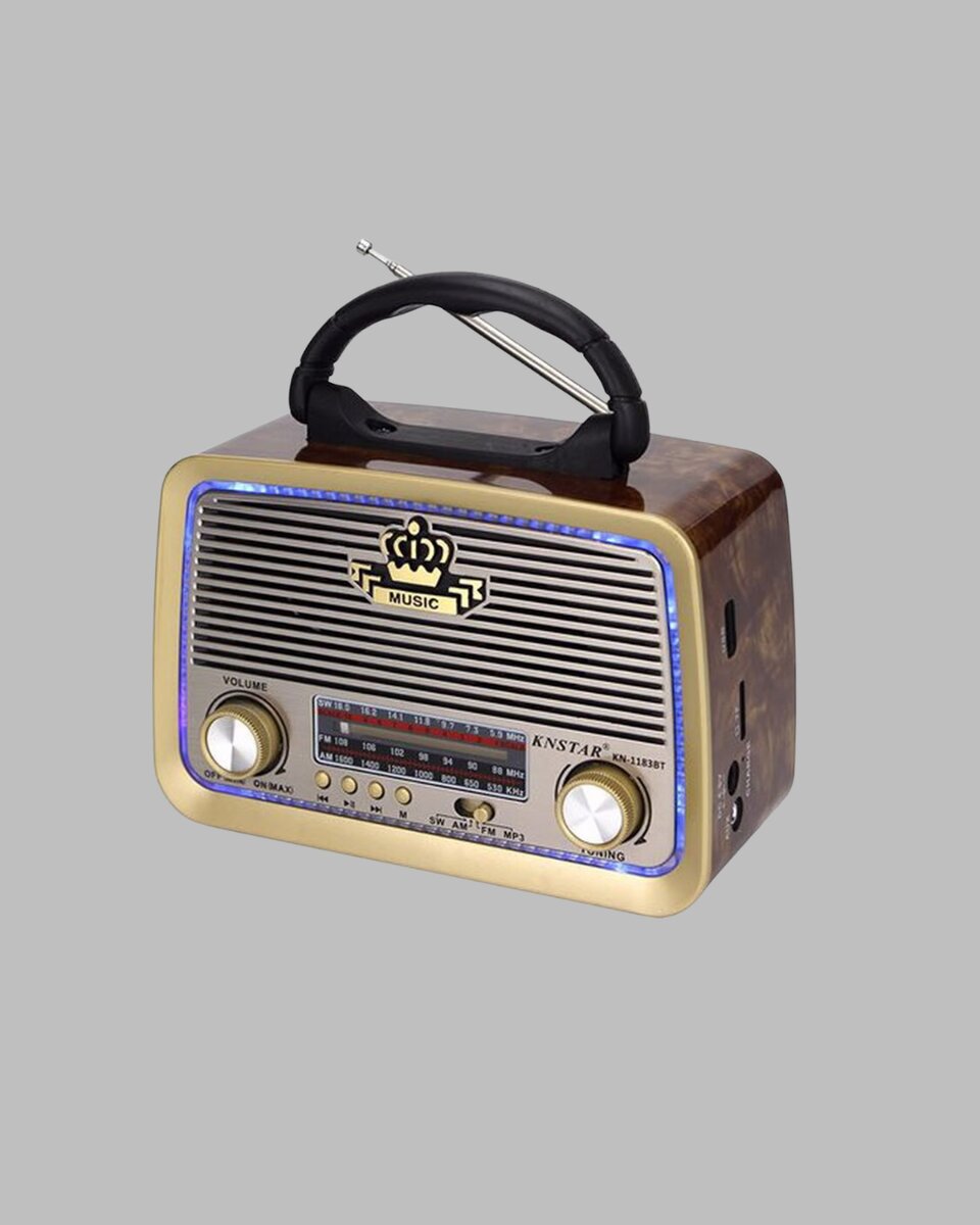 Eskitme Tasarımlı Ahşap Bluetooth Radyo LED Aydınlatmalı