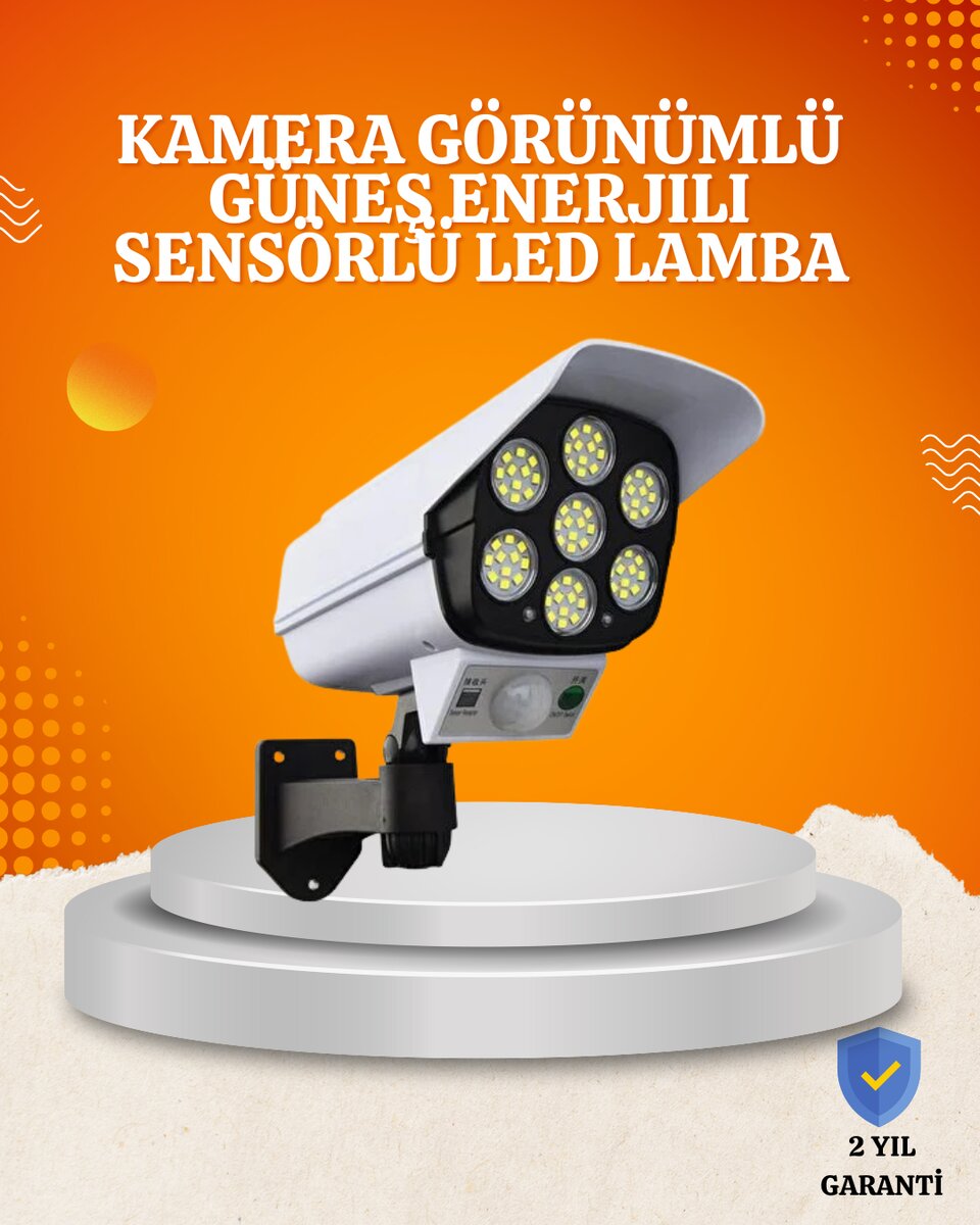 Solar Şarjlı Hareket Sensörlü LED Dış Mekan Lambası Kamera Tasarımlı Güvenlik Işığı Solar Şarjlı Hareket Sensörlü LED Dış Mekan Lambası Kamera Tasarımlı Güvenlik Işığı