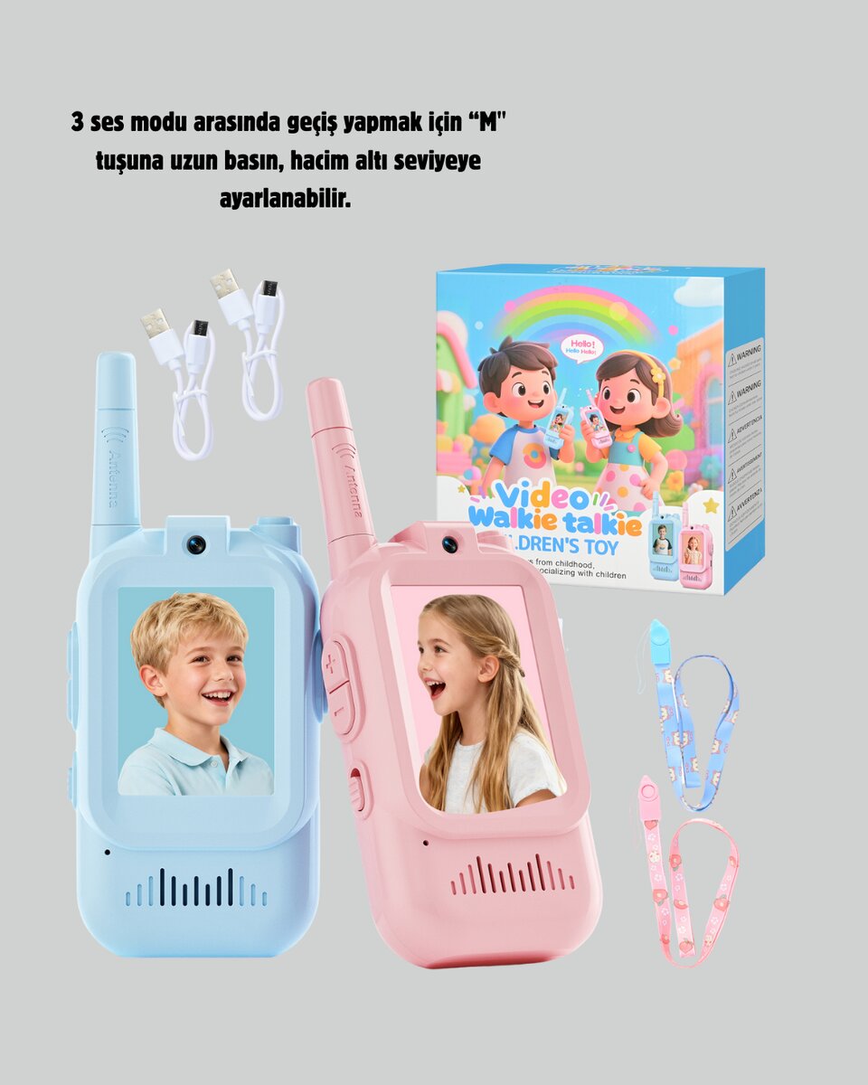 Ekranlı Walkie Talkie Oyuncağı Ses ve Görüntü Destekli Ekranlı Walkie Talkie Oyuncağı Ses ve Görüntü Destekli