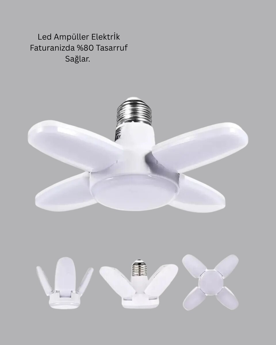 Yüksek Işık Güçlü LED Ampül 4 Kollu Katlanır Pervane Tasarım Yüksek Işık Güçlü LED Ampül 4 Kollu Katlanır Pervane Tasarım