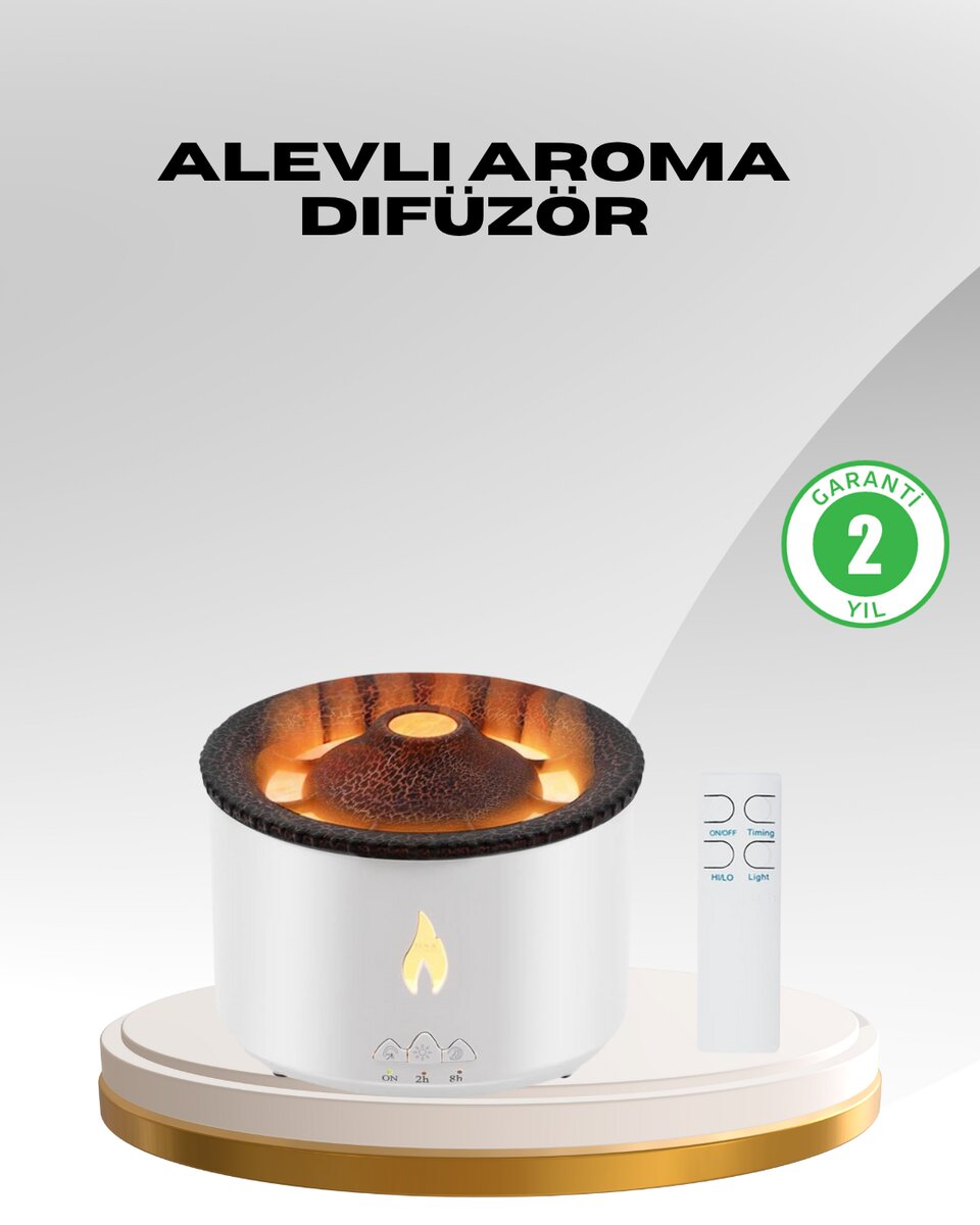 Alev Efektli Aromaterapi Difüzörü – 360 ml Su Hazneli, Sessiz ve Zaman Ayarlı Alev Efektli Aromaterapi Difüzörü – 360 ml Su Hazneli, Sessiz ve Zaman Ayarlı