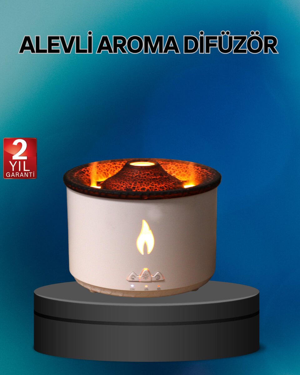 Alev Efektli Buhar Makinesi – Aromaterapi, Nemlendirme ve Işık Modlu Tasarım Alev Efektli Buhar Makinesi – Aromaterapi, Nemlendirme ve Işık Modlu Tasarım