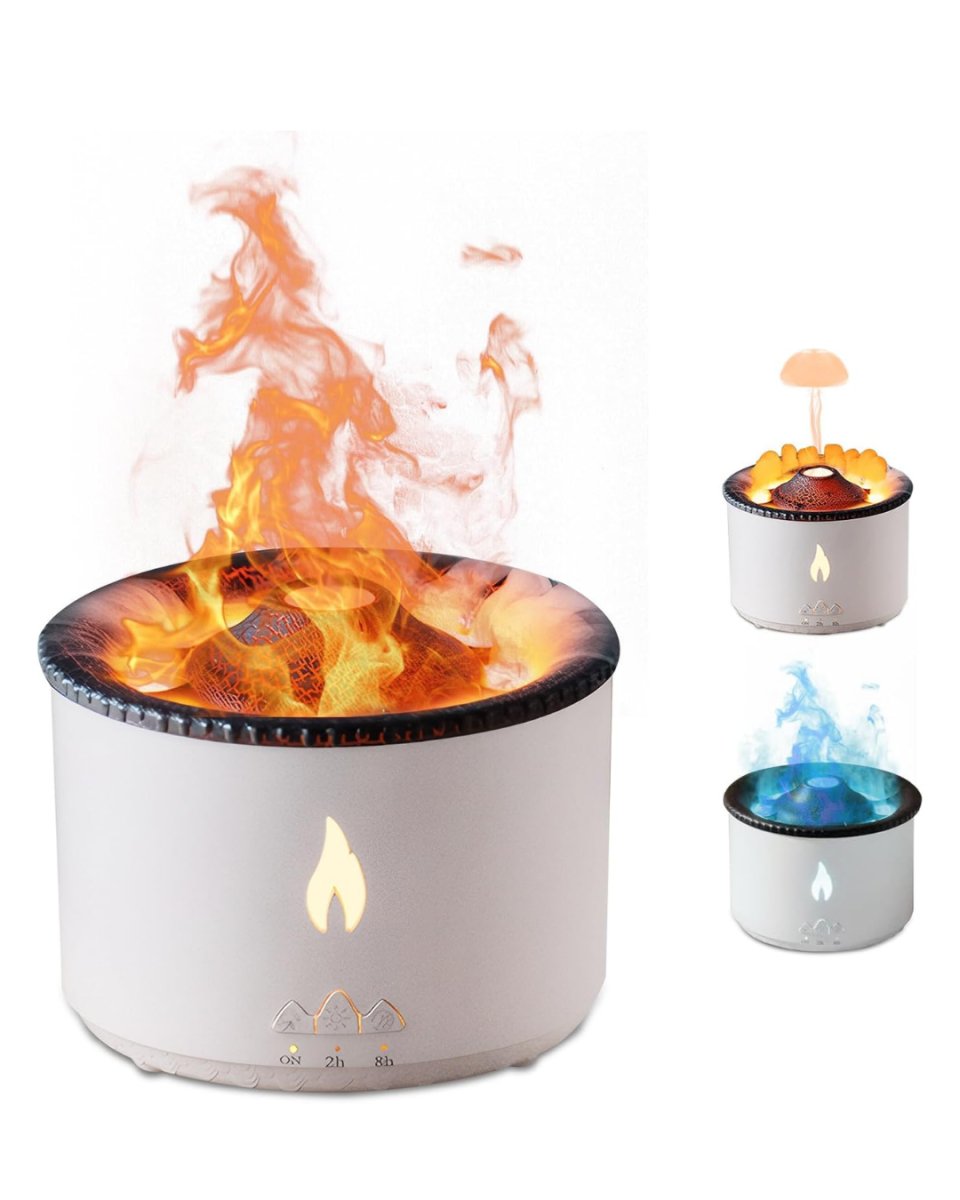 Alev ve Volkan Efektli Ultrasonik Aroma Difüzörü LED Gece Lambalı Hava Nemlendirici Alev ve Volkan Efektli Ultrasonik Aroma Difüzörü LED Gece Lambalı Hava Nemlendirici