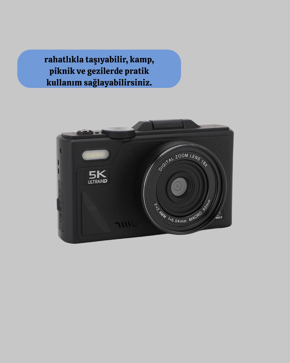 5K UHD Dijital Kamera 75MP Sensör 18x Zoom Stabilizasyonlu 5K UHD Dijital Kamera 75MP Sensör 18x Zoom Stabilizasyonlu