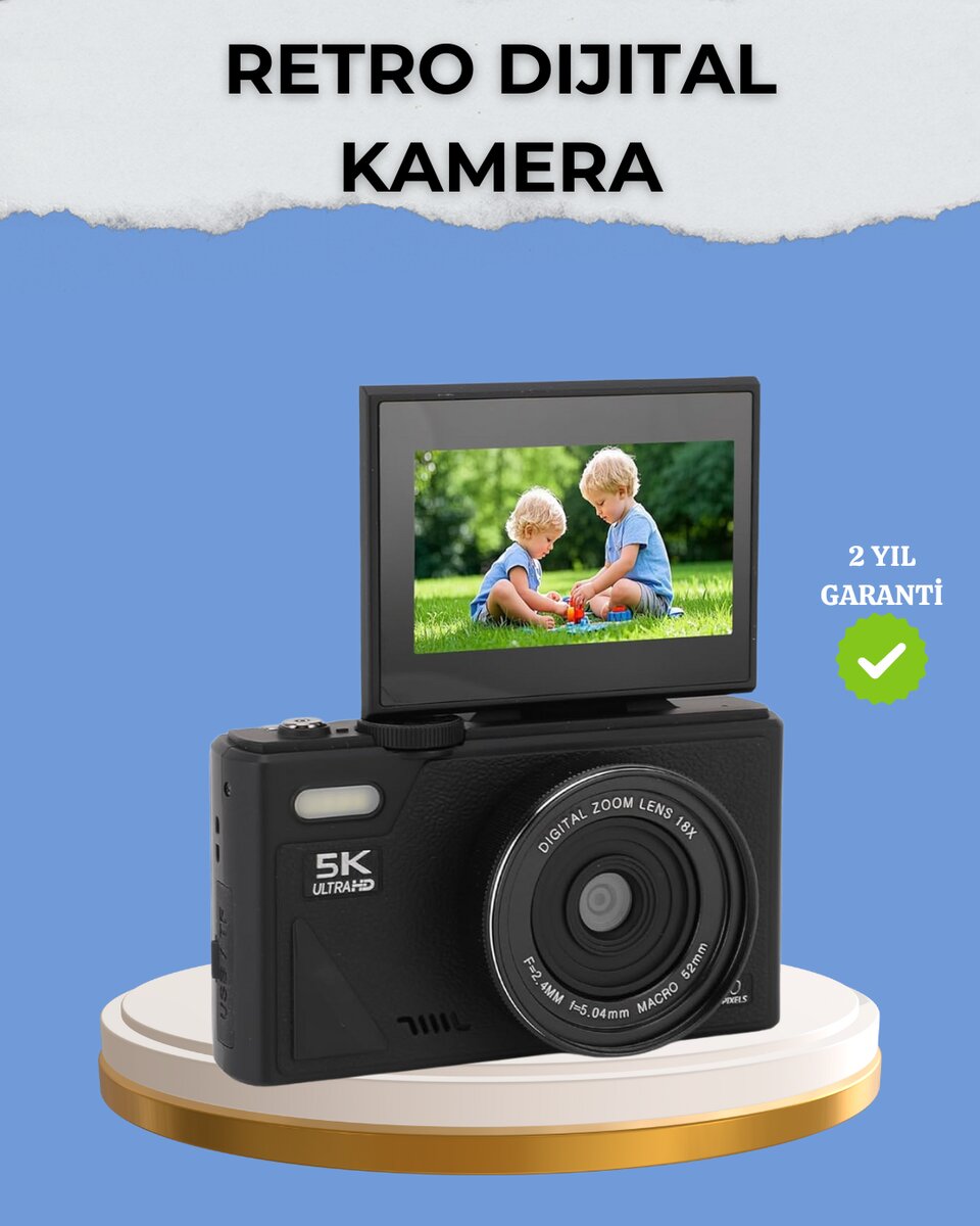 Taşınabilir Dijital Kamera 5K 75MP Stabilizasyonlu 18x Zoom Otofokus Taşınabilir Dijital Kamera 5K 75MP Stabilizasyonlu 18x Zoom Otofokus