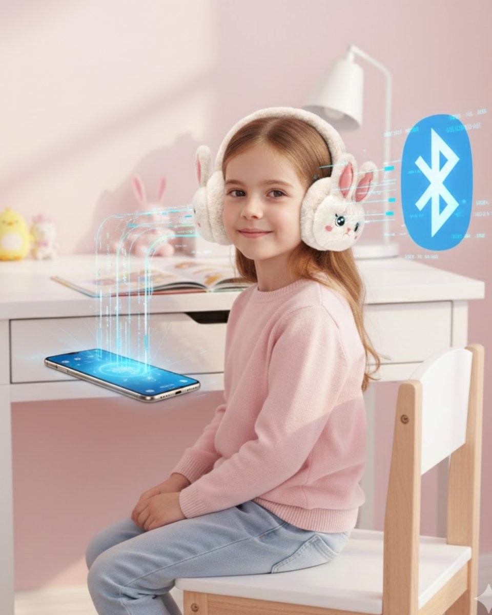 Peluş Tavşan Kulaklı Bluetooth Kulaklık Kablosuz Müzik ve TF Kart Destekli Peluş Tavşan Kulaklı Bluetooth Kulaklık Kablosuz Müzik ve TF Kart Destekli
