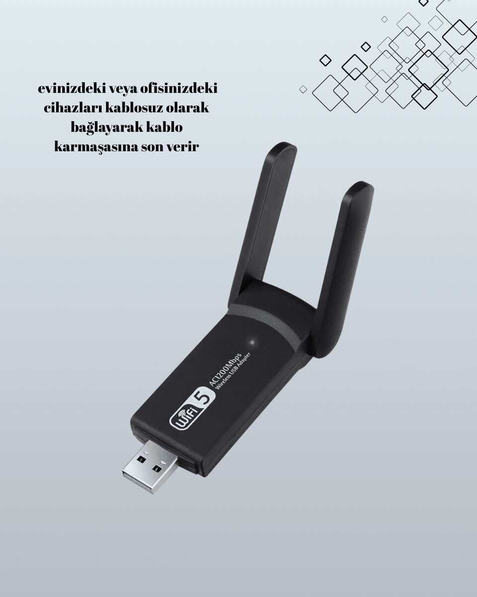 USB 3.0 Wireless Adaptör – 2.4GHz & 5GHz Destekli